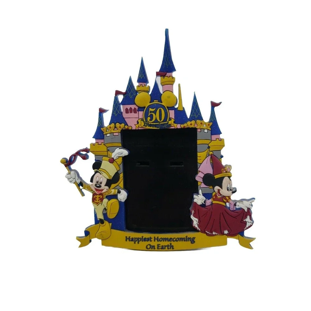 Disneyland 50th Photo Picture Frame Rubber Micky Minnie Mouse Homecoming Disney
